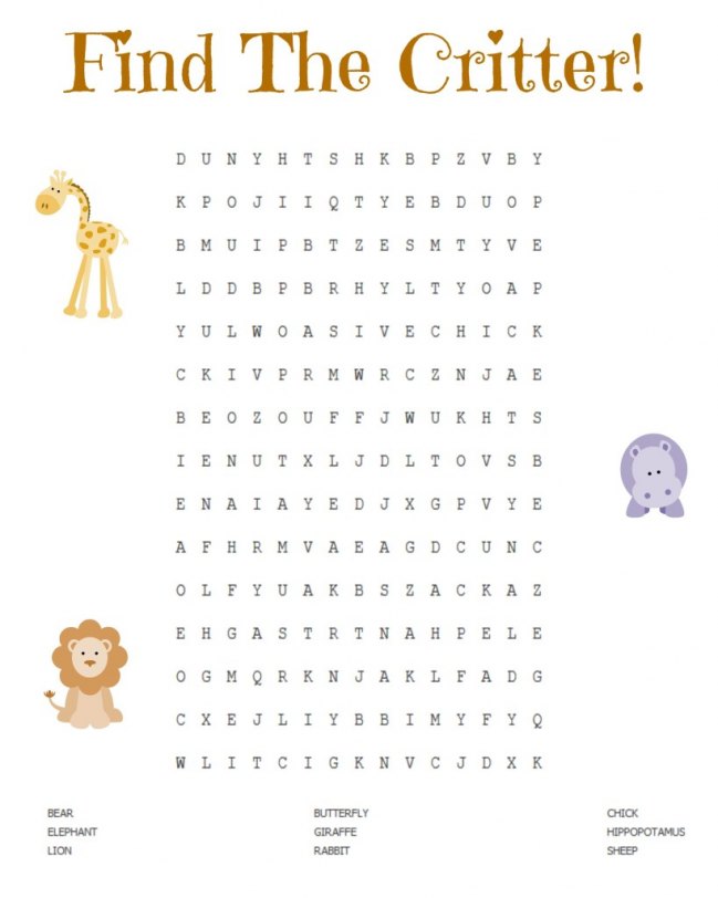 Adorable find the critter printable! JENerally Informed