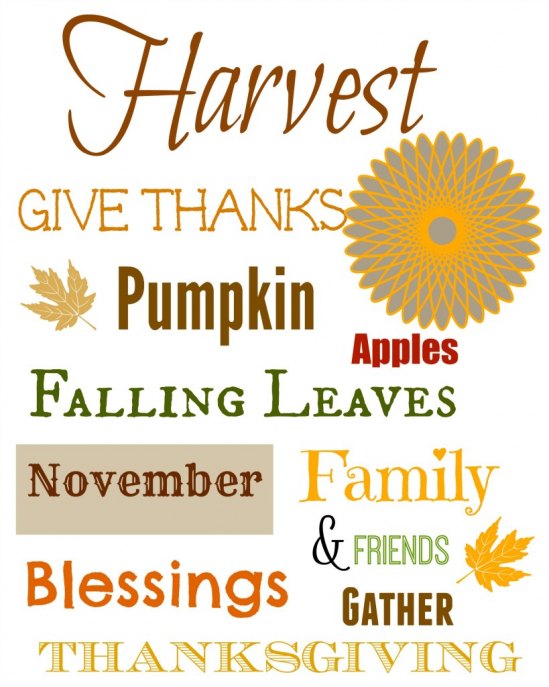 Thanksgiving Printable! Print this up and put it in a frame and make decorating a snap!