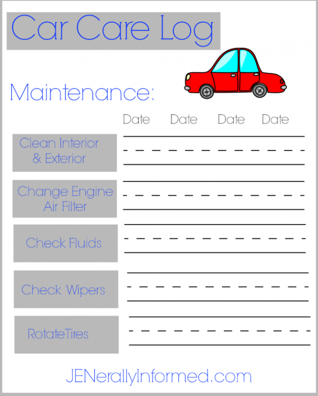 Keep track of your car maintenance with this cute printable!