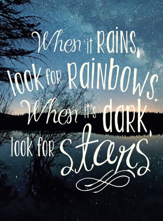 Rainbows, rain and stars; what do you see?