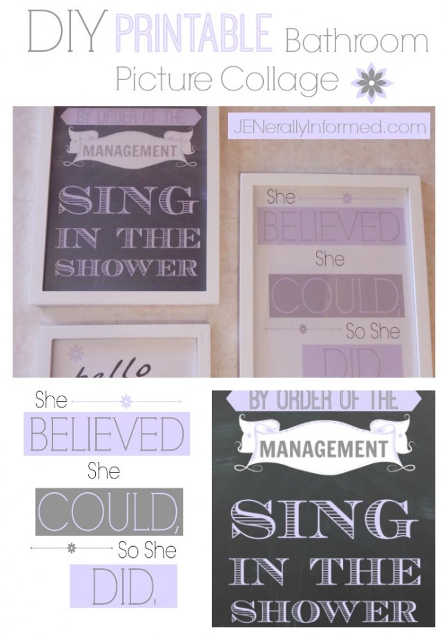 Check out this adorable #DIY #printable bathroom wall art collage