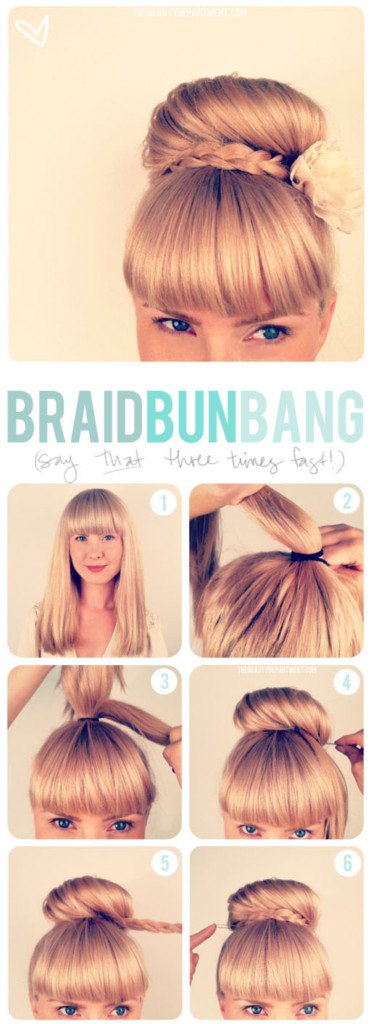 It's a braid, bun, bang thing!