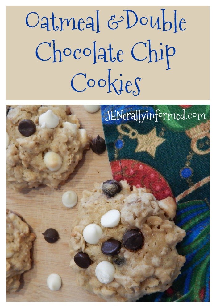 A delicious oatmeal cookie recipe with not one, but two kinds of chocolate chips!