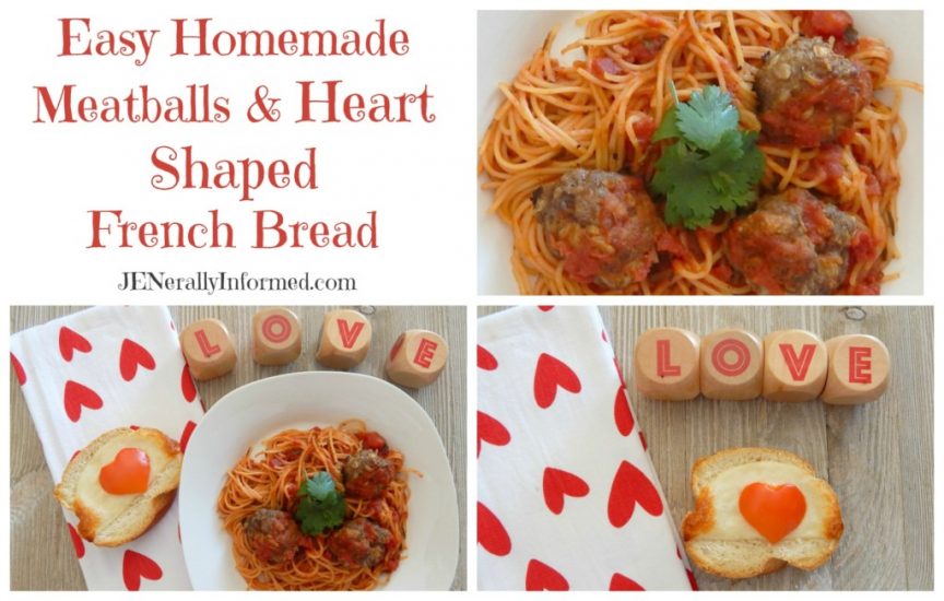 Learn how to make easy homemade meatballs and heart shaped french bread slices perfect for your Valentine!