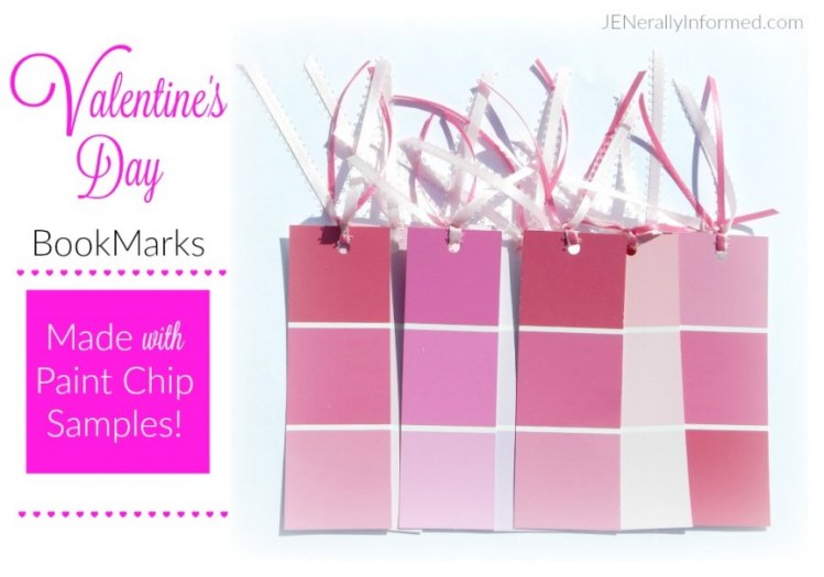 Learn how to make these super easy DIY paint chip bookmarks for your Valentine!