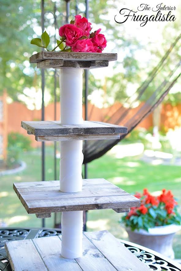DIY Rustic 4-Tiered Wedding Cupcake Stand from The Interior Frugalista.