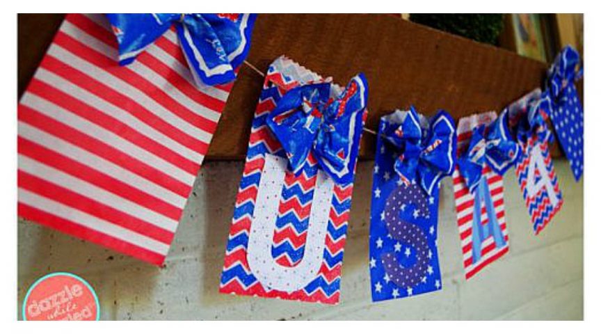 Learn how to make this adorable Patriotic Banner from Dazzle while Frazzled.