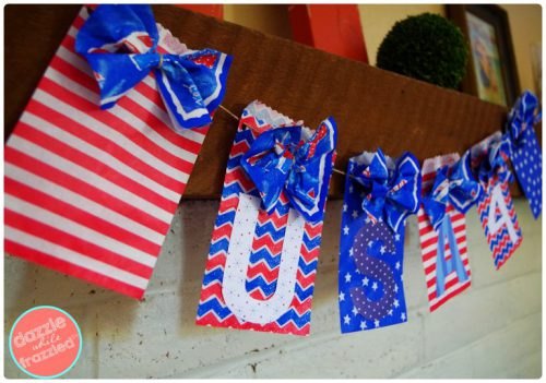 Learn how to make this adorable Patriotic Banner from Dazzle while Frazzled.