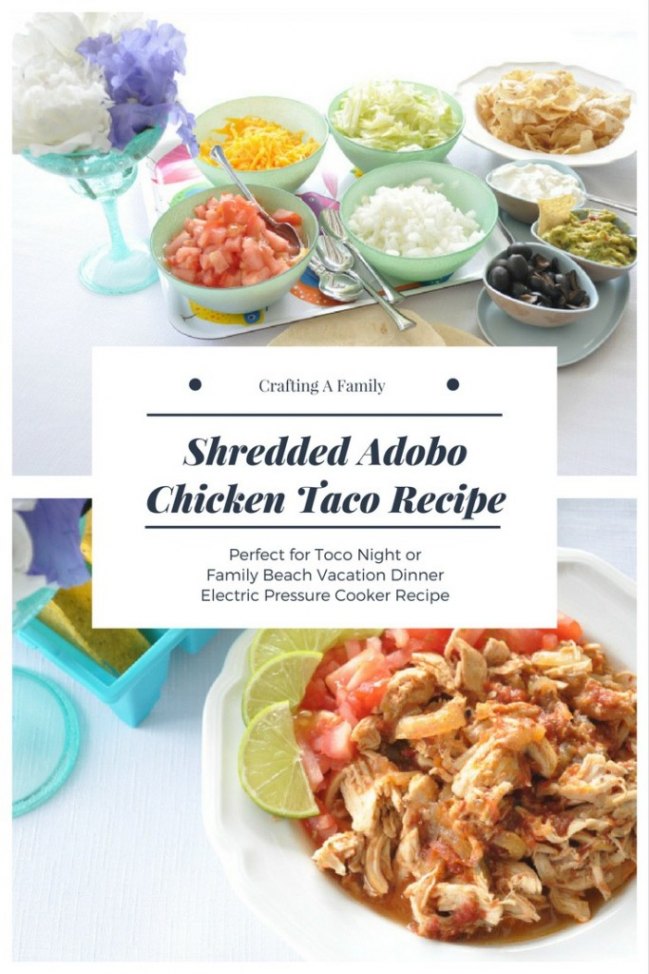 The Perfect Beach Meal: Shredded Adobo Chicken Tacos!