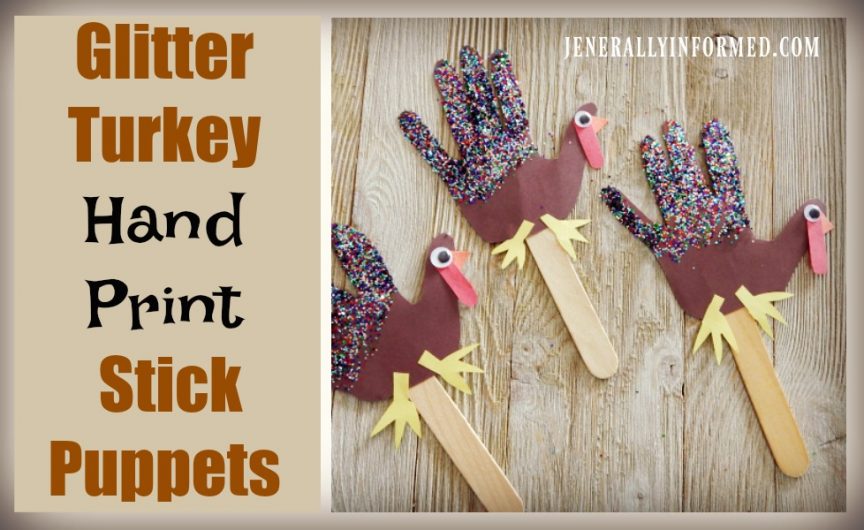 Gobble Gobble! Get ready for Thanksgiving with these adorable glitter hand print turkey puppets!