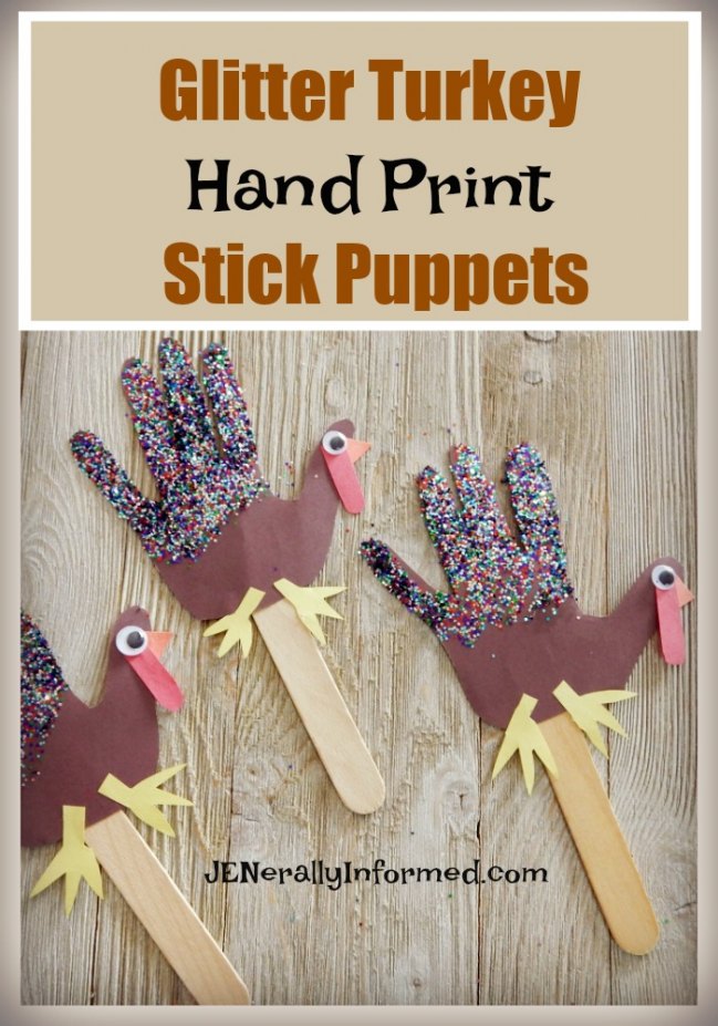 Gobble Gobble! Get ready for Thanksgiving with these adorable glitter hand print turkey puppets!