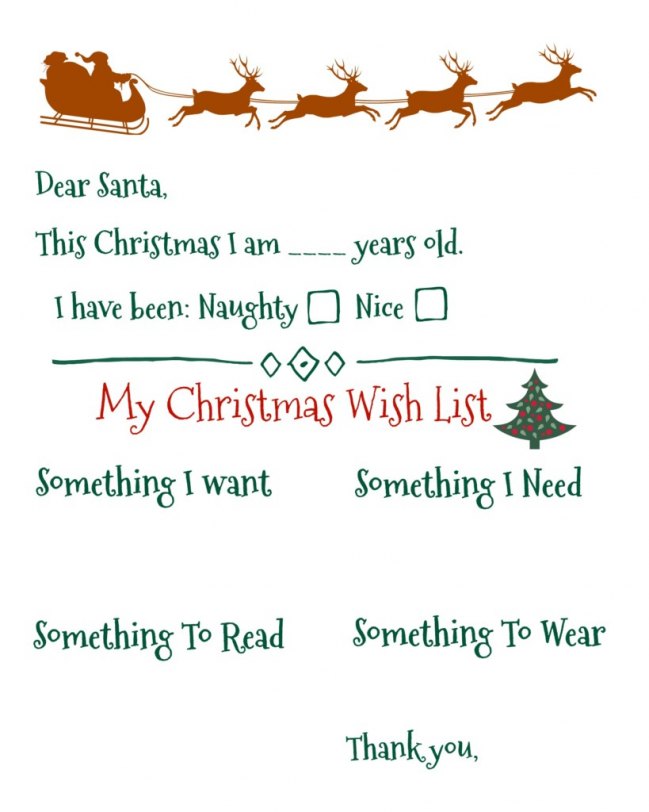 FREE Printable letter to Santa!