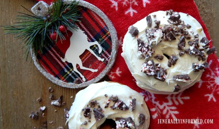 Semi-homemade at it's best, just in time for Christmas entertaining! Check out this recipe for deliciously easy Chocolate Peppermint Bark Donuts.