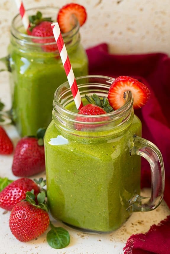 Strawberry Spinach Green Smoothie From Cooking Classy.