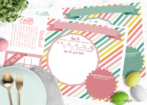 Easter Placemats – Free Printable for Kids from Somewhat Simple.