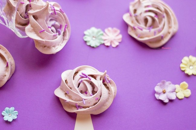 Purple Flower Meringue Cookies Recipe from Confessions of a Mommyaholic.