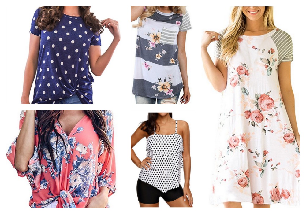 Summer 2018 on trend items. Give polka dots and floral a try this summer! 
