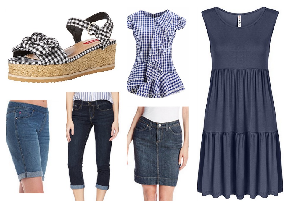 Summer 2018 on trend items. New takes on old favorrites. Gingham and denim!