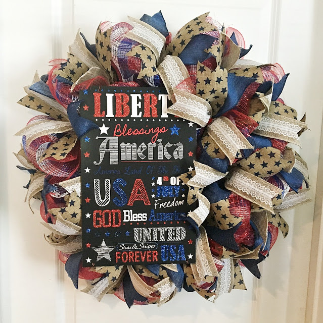 Patriotic Deco Mesh Wreath from Vintage + paint and more.