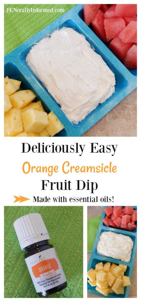 Try this deliciously easy orange creamsicle fruit dip infused with good for you essential oils!