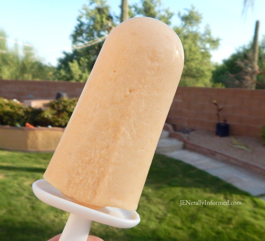 Cool down this summer with a delicious and easy to make dairy free peach smothie pop!