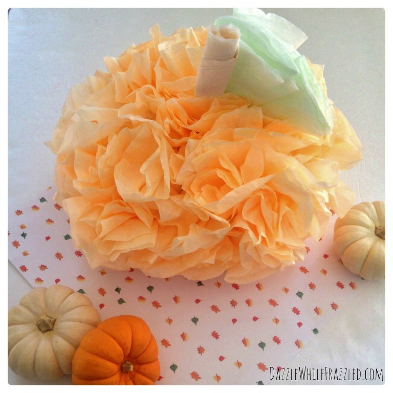 How To Make a $2 Pumpkin From Coffee Filters from Dazzled While Frazzled.