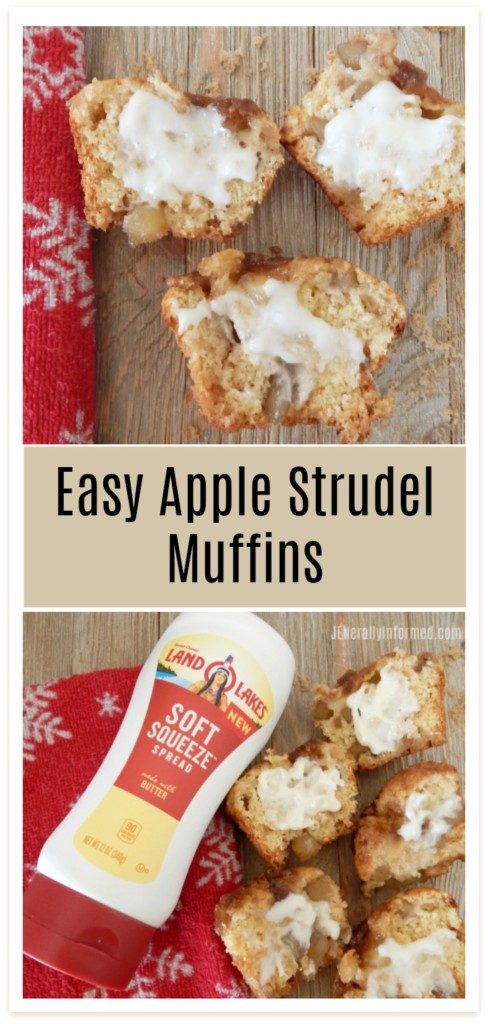 Learn how to make these easy and deliciously moist apple strudel muffin recipe! #EasySqueezy #ad 