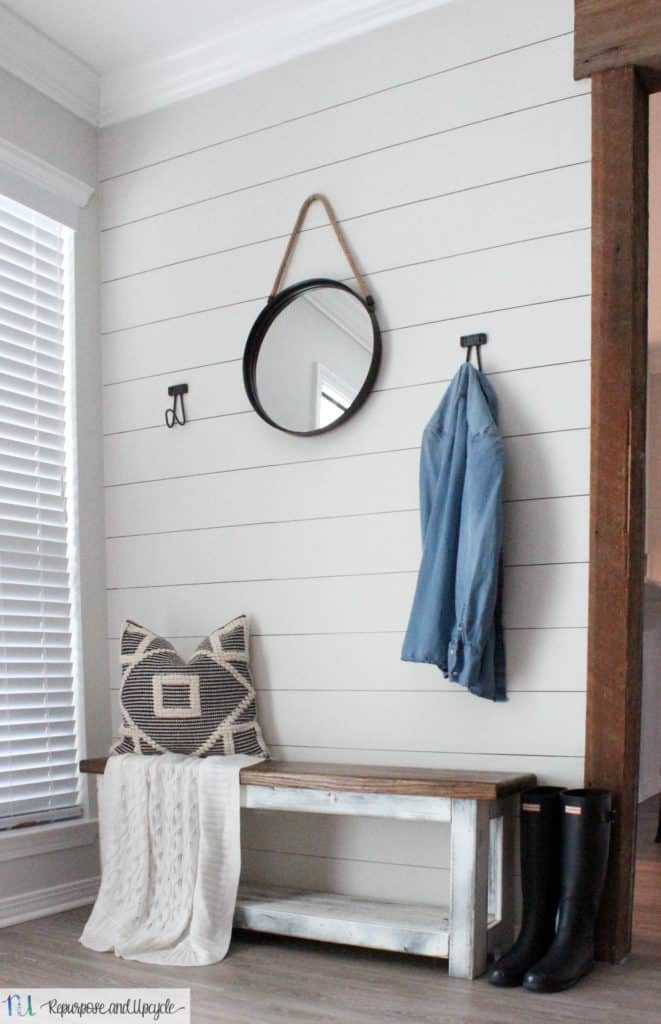 One Hour Entryway Makeover with Sharpie Shiplap from Repurpose & Upcycle.