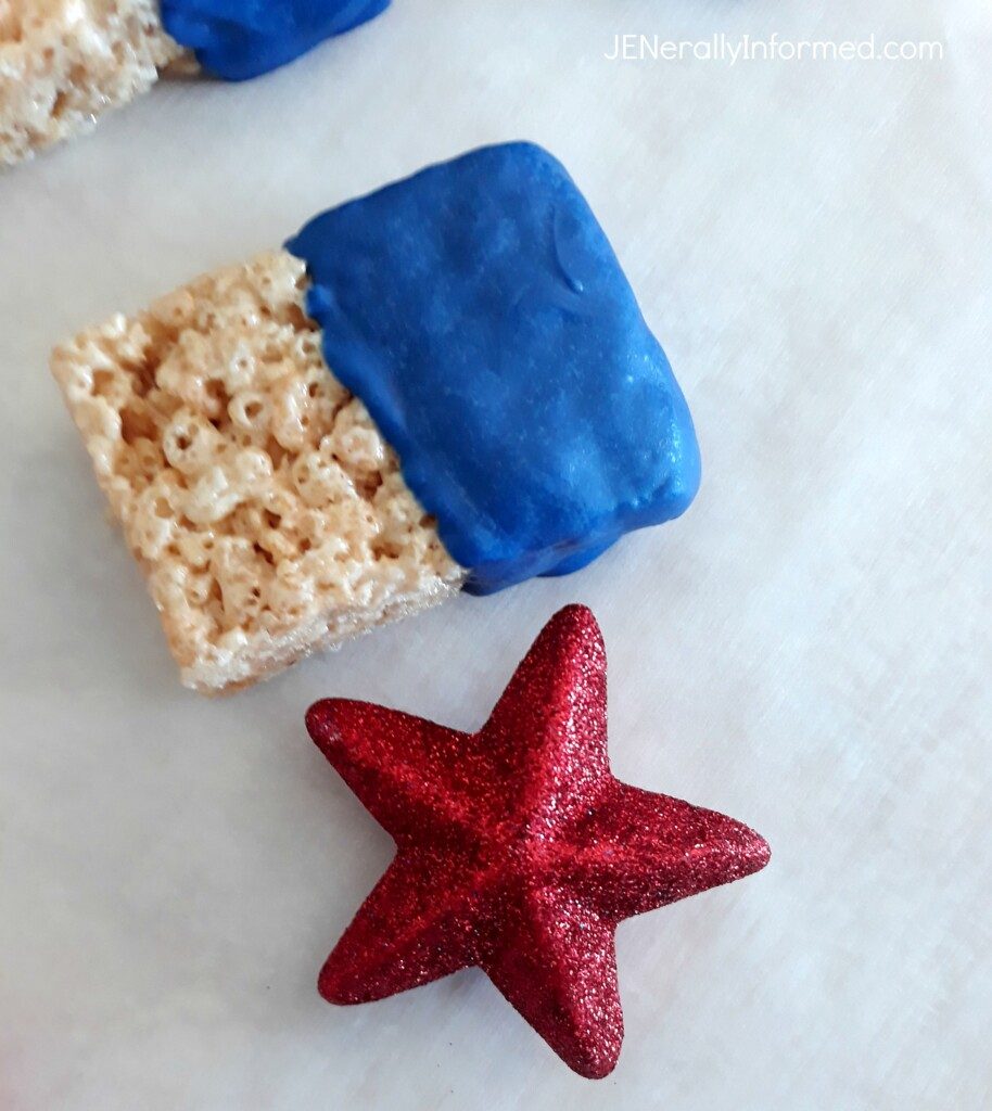 Celebrate #MemorialDay with these super easy to make Red, White and BOOM Rice Krispie Treats!" #cooking #desserts