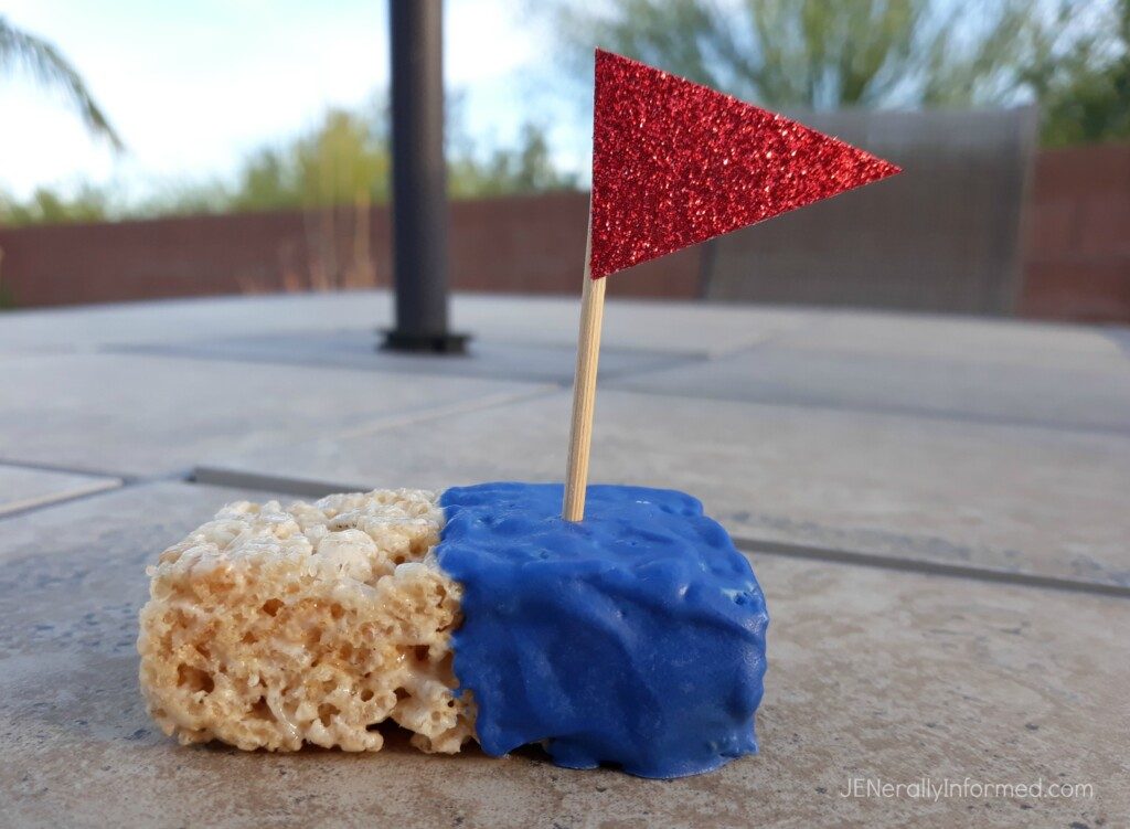 Celebrate #MemorialDay with these super easy to make Red, White and BOOM Rice Krispie Treats!" #cooking #desserts