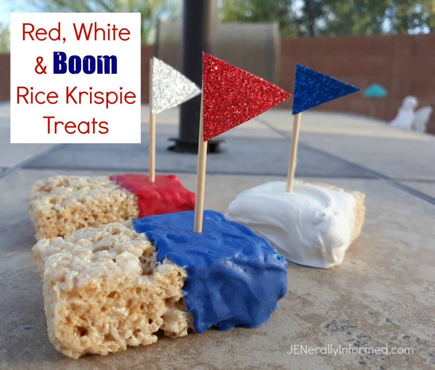 Celebrate #MemorialDay with these super easy to make Red, White and BOOM Rice Krispie Treats!" #cooking #desserts