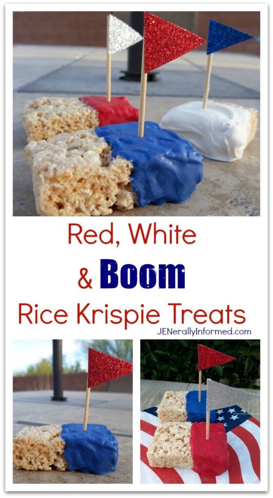 Celebrate #MemorialDay with these super easy to make Red, White and BOOM Rice Krispie Treats!" #cooking #desserts