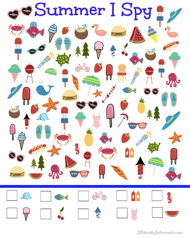 Summer I Spy Printable