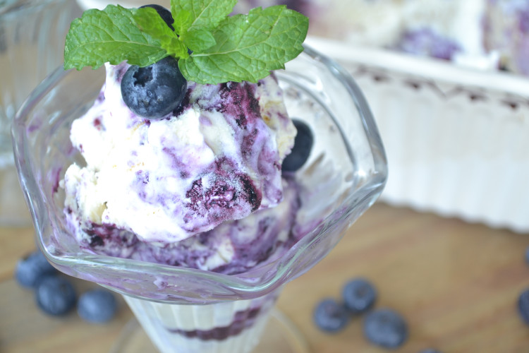 Blueberry Swirl No-Churn Vanilla Ice Cream from Fluster Buster.