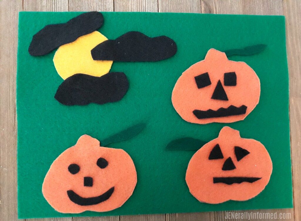 Make your own Jack-O-Lantern felt set for creative play! #kids #learning #halloweencrafts