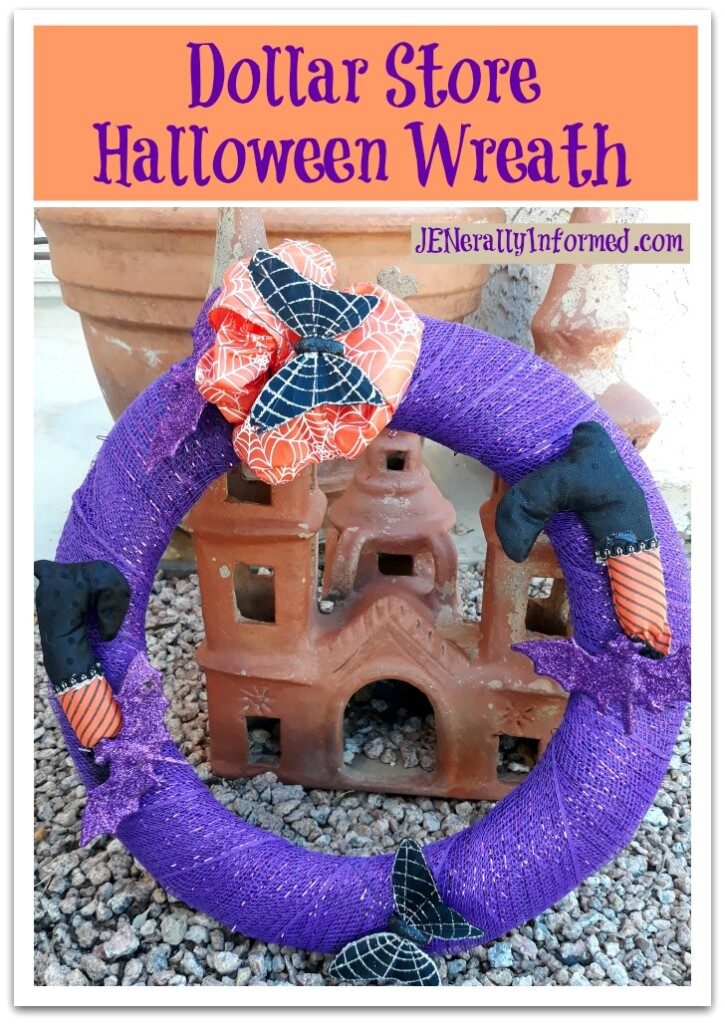 Halloween DIY decor on the cheap! Learn how to make this cute #halloween wreath for only 6 dollars!"