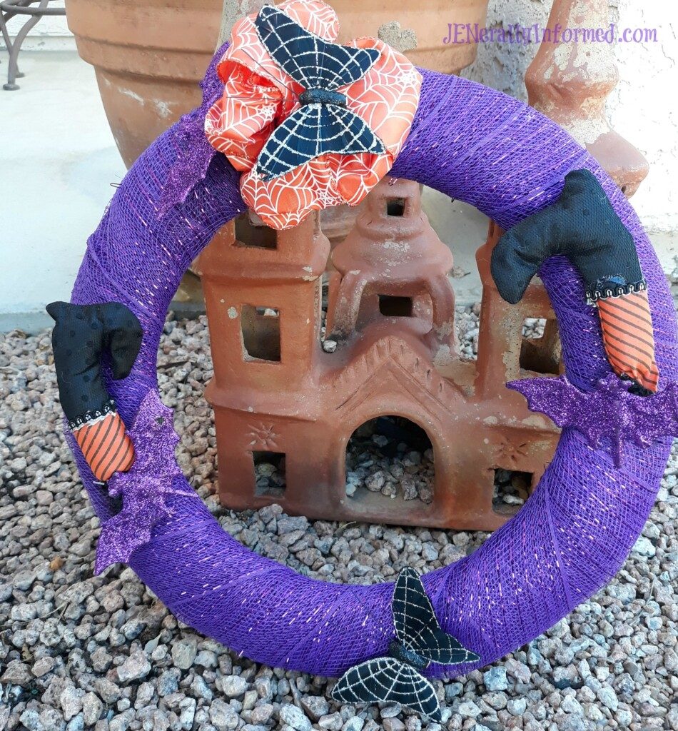 Halloween DIY decor on the cheap! Learn how to make this cute #halloween wreath for only 6 dollars!"