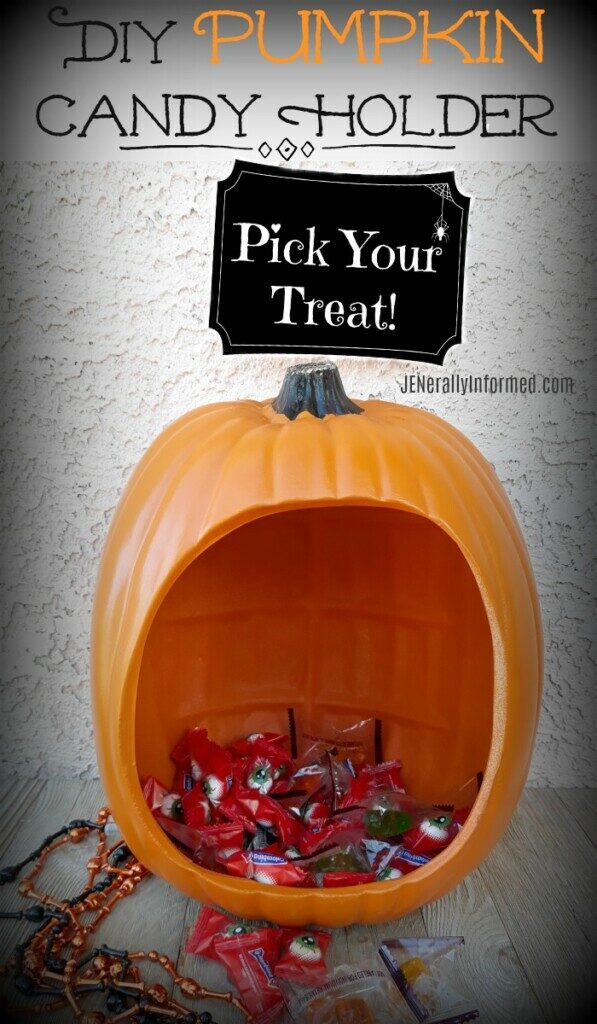 Make this adorable DIY Pumpkin candy holder full of treats for all your #Halloween ghosts and ghouls!