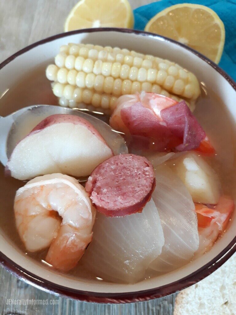 Get ready for cold weather with this delicious and easy to make shrimp boil soup! #cooking #soup #easyrecipes