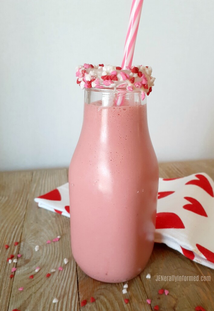 Enjoy an easy to make red velvet quick shake with only 3 simple ingredients! #cooking #drinks #ValentinesDay