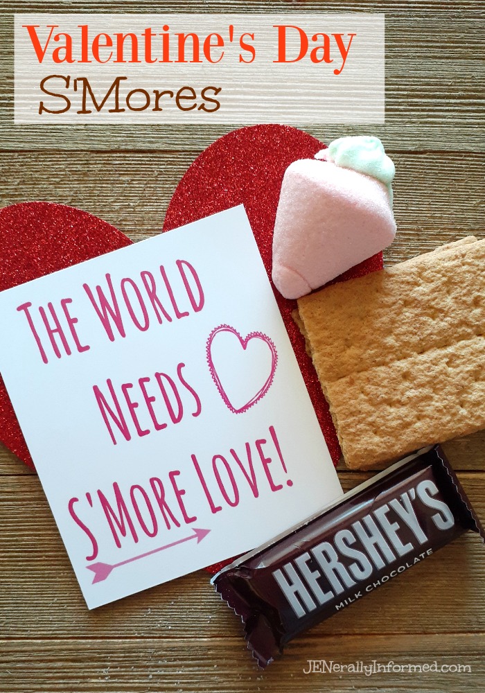 Share a little love this #ValentinesDay with this easy to make S'Mores goody bag! Plus a free printable!