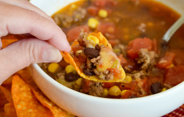 Ninja Foodi Beef Taco Soup with Hatch Chiles From Kristy Still.