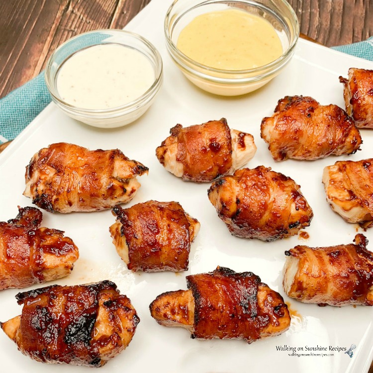 Air Fryer BBQ Chicken Wrapped in Bacon from Walking On Sunshine.