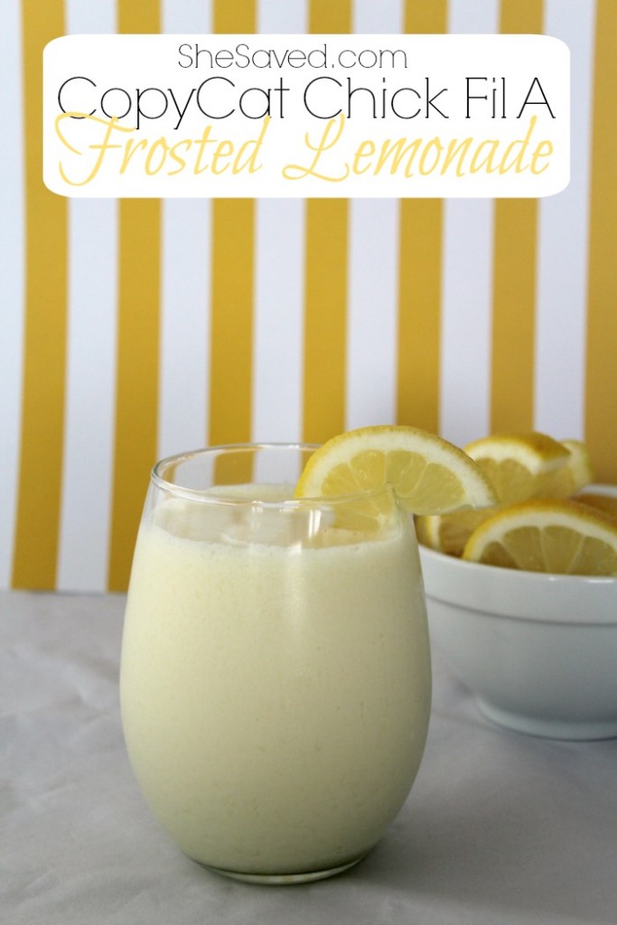  CopyCat Chick Fil A Frosted Lemonade Recipe from She Saved.
