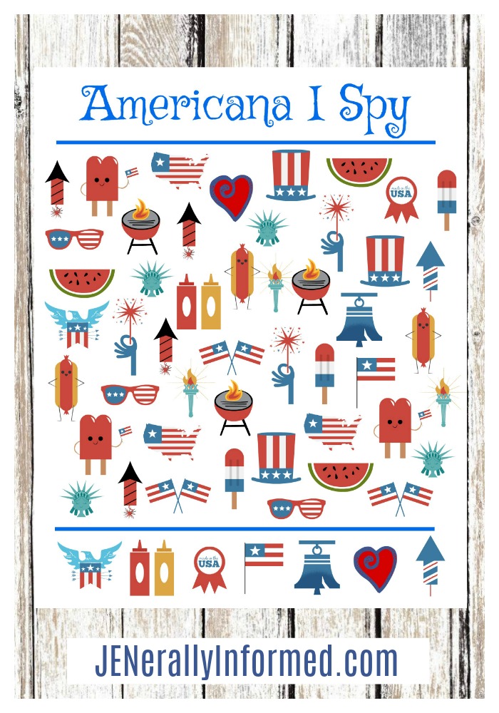 Print this adorable Americana #ISpy for your #4thofjuly celebrations! #printables