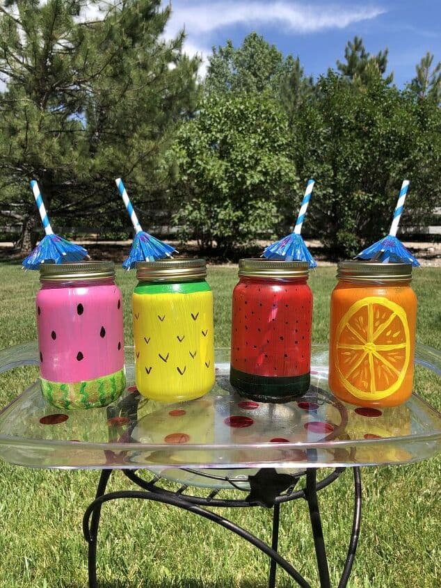  How To Make Mason Jar Fruit Glasses from Chas' Crazy Creations.