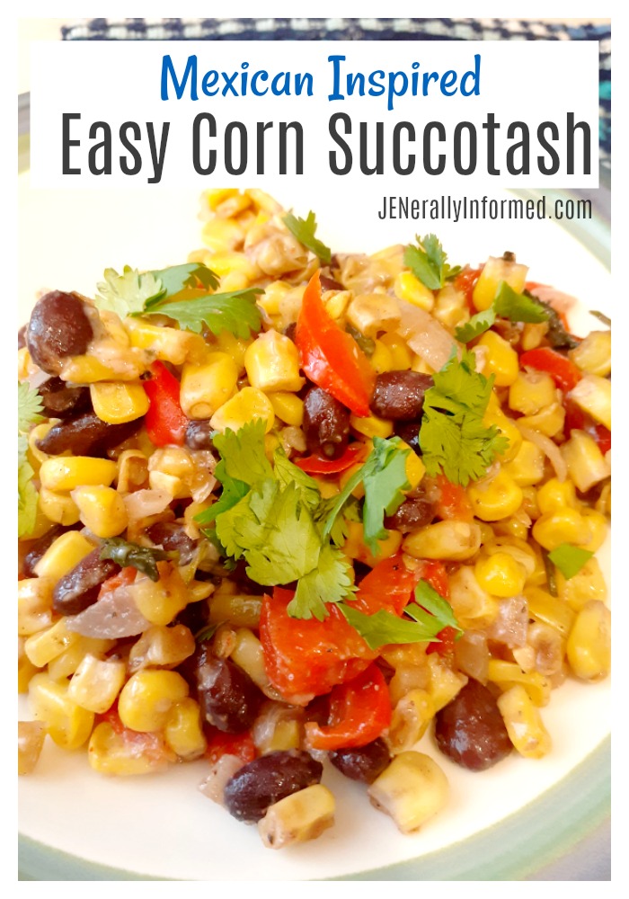 Easy to make summer succotash with a Mexican inspired flair! #summercooking #sidesishes #mexicaninspiredishes