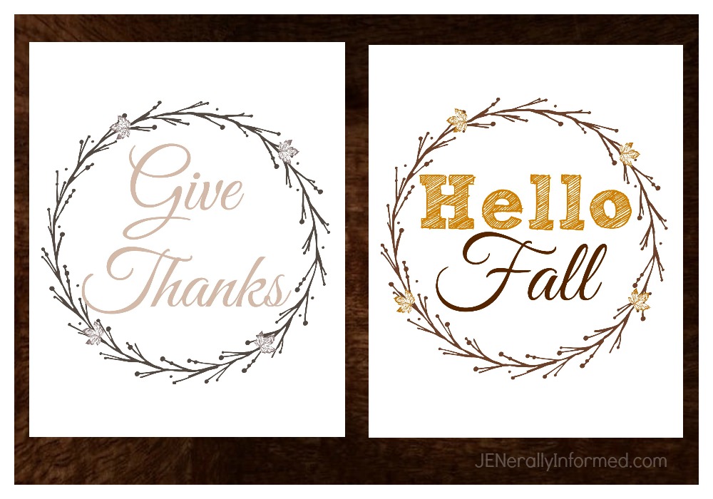 Decorate your space with these free and adorable Give Thanks and Hello Fall printables!