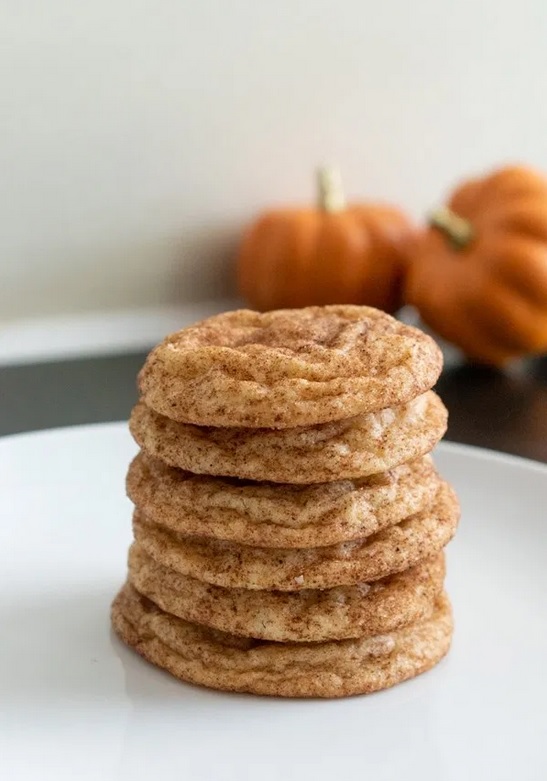 Easy Pumpkin Spice Snickerdoodle Cookies from Petals, Pies & Otherwise.