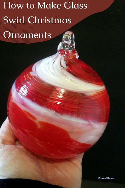 DIY Glass Candy Cane Swirl Christmas Ornaments from Condo Blues.